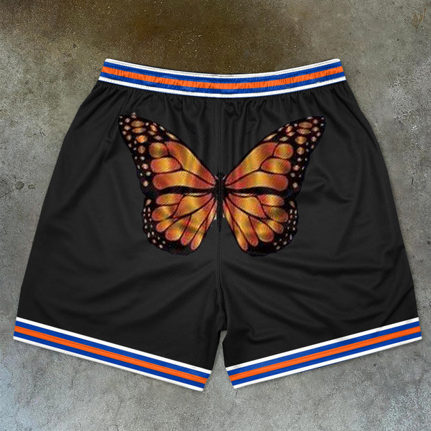 Trendy New York Butterfly Print Street Shorts