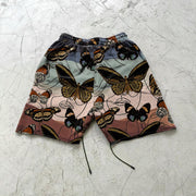 Gradient line butterfly print retro shorts