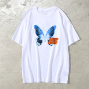 High Street Personalized Butterfly Print Couple T-shirt