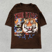 Tiger Lightning Graphic Print Short Sleeve T-Shirt