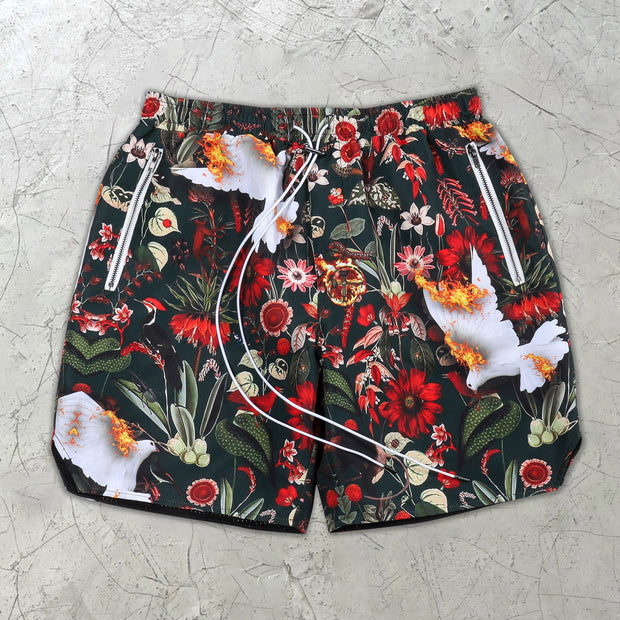 Dove Peace Pattern Casual Floral Shorts