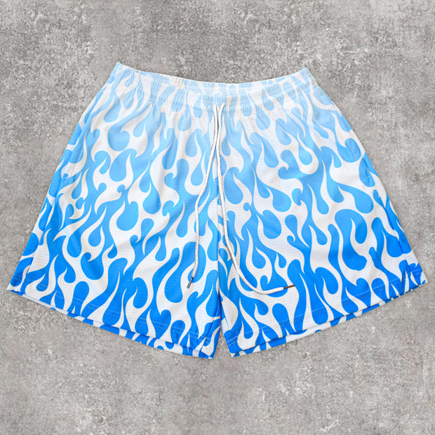 Fashion personality gradient flame shorts