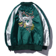 Fashion Casual Crane Embroidered Stand Collar Jacket