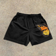 Butterfly Graphic Print Elastic Shorts
