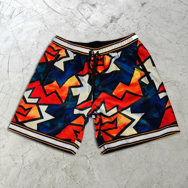 geometric print elastic shorts