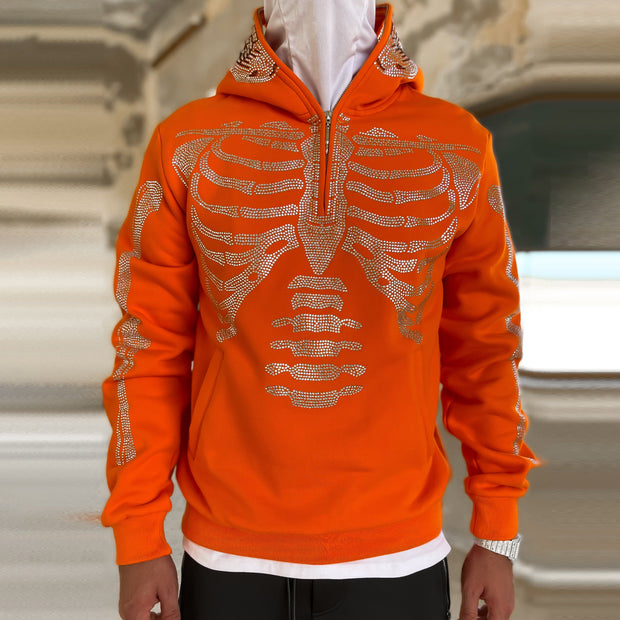 Statement Street Style Casual Skull Half-Zip Long Sleeve Hoodie