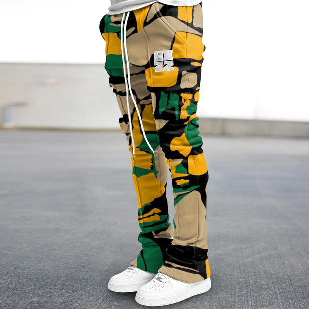 Contrasting fashion print street slim-fit trousers