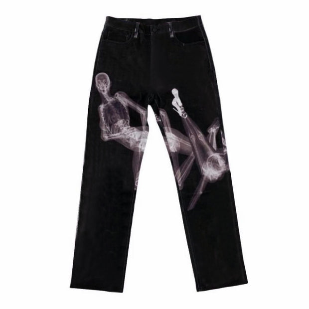 Retro character scan print jeans
