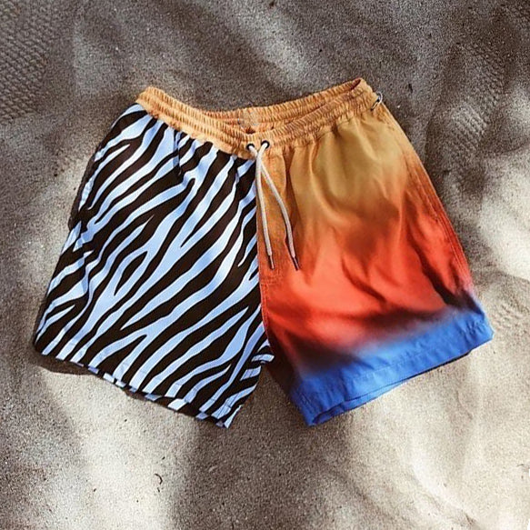 Casual Hawaiian resort-style printed swim shorts