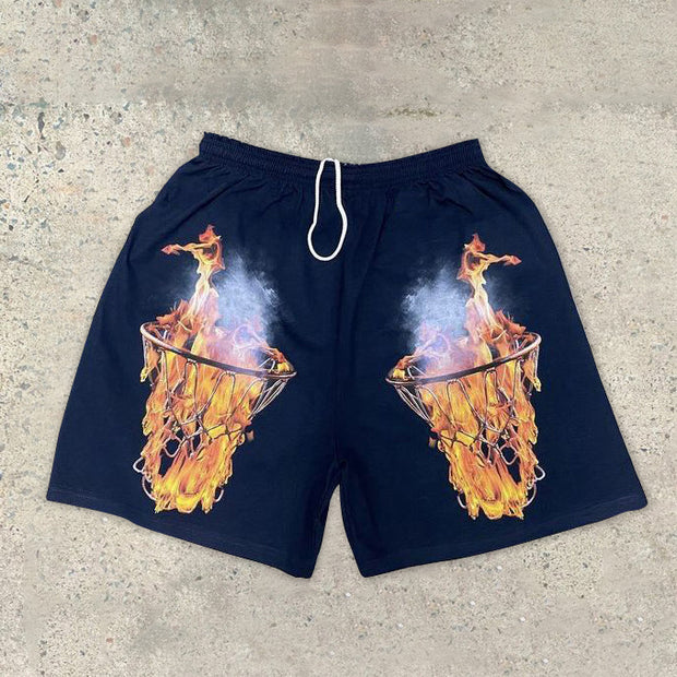Statement flame basket print shorts