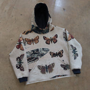Retro butterfly print hoodie men