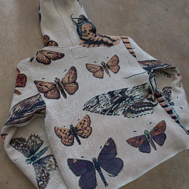 Retro butterfly print hoodie men