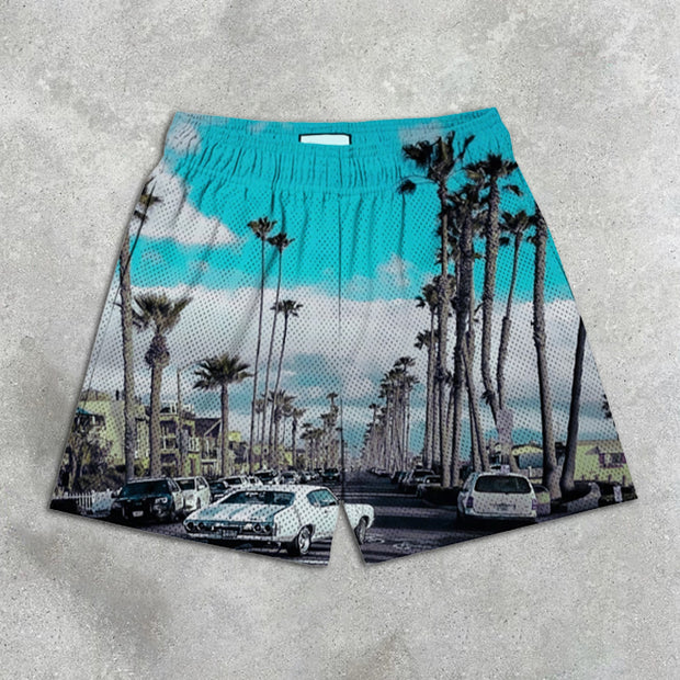 Coconut Print Resort Elastic Shorts