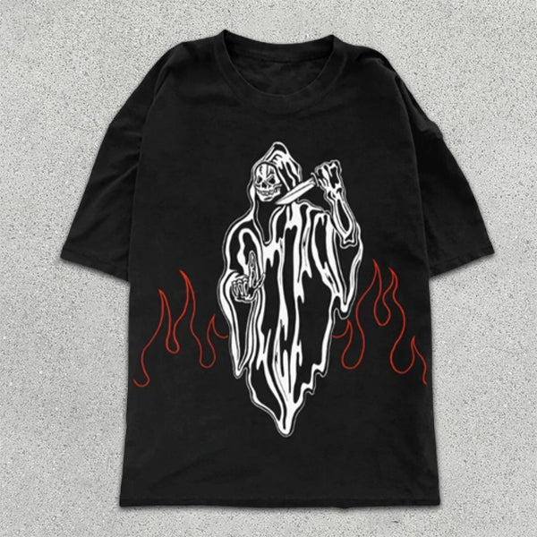 Ghost Skull Print Short Sleeve T-Shirt