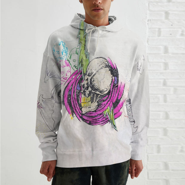Personalized street style skull print long-sleeved hoodie