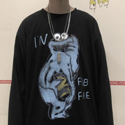 Fashion cartoon print i long sleeve T-shirt