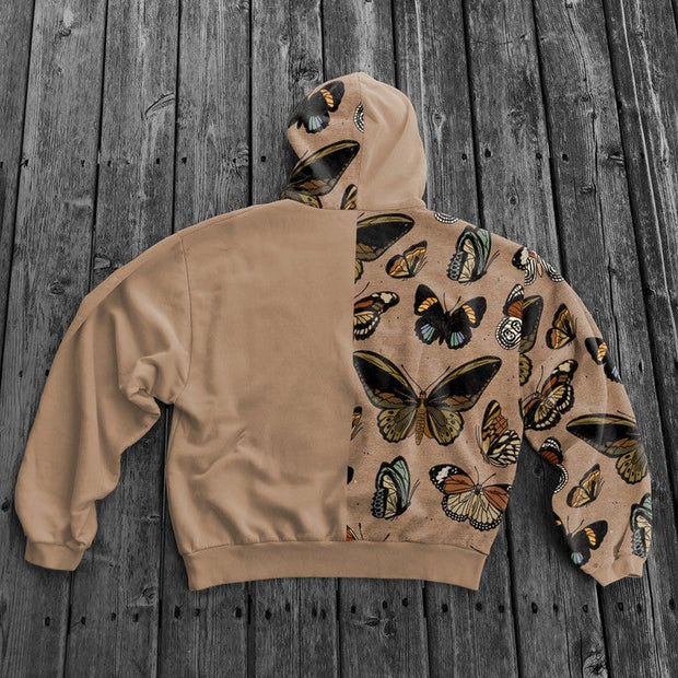 Patchwork fashion butterfly print hoodie