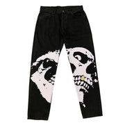Fashionable personality printed loose black jeans