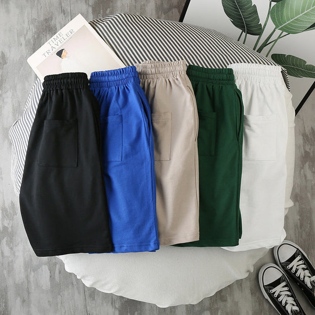 Loose casual solid color five-point pants