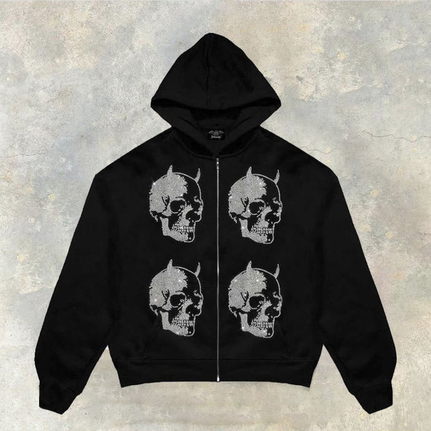 Personalized skull zipper sweatshirt