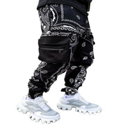 Fashion trend printing harem pants multi-pocket cargo trousers
