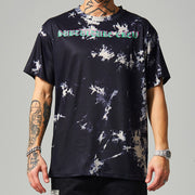Personalized Contrast Lightning Print Tie-Dye Short Sleeve T-shirt