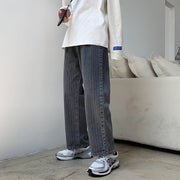 Jeans Men's Trendy Brand Hong Kong Style Loose Casual Daddy Wide Leg Pants Men's Korean Trend Striped Straight Pants