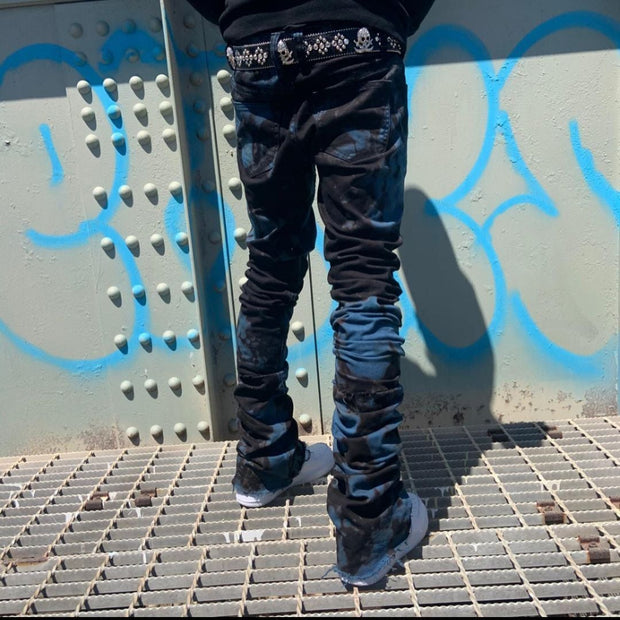 Personalized tie-dye men's street style punk jeans