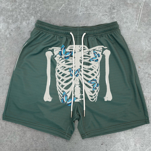 Sleek Loose Sporty Retro Skull Shorts