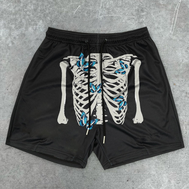 Sleek Loose Sporty Retro Skull Shorts