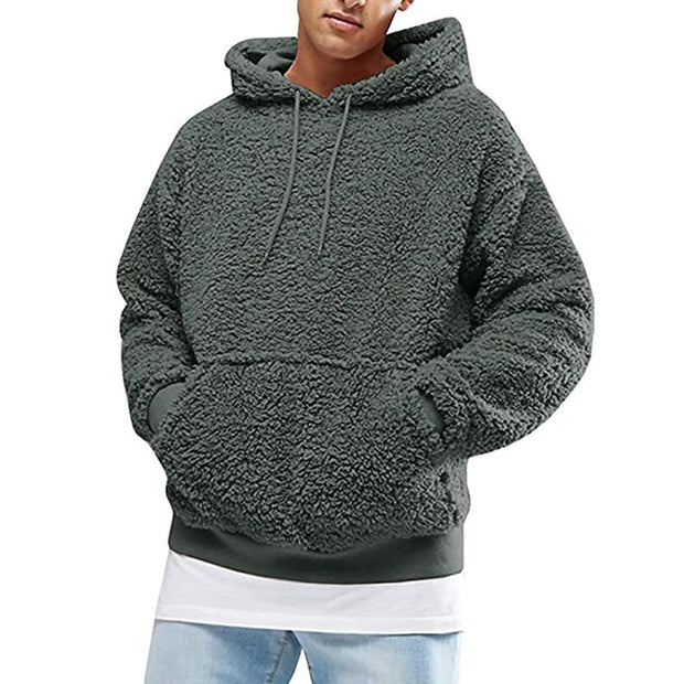2020 autumn and winter plush plush hooded men's sweater jacket