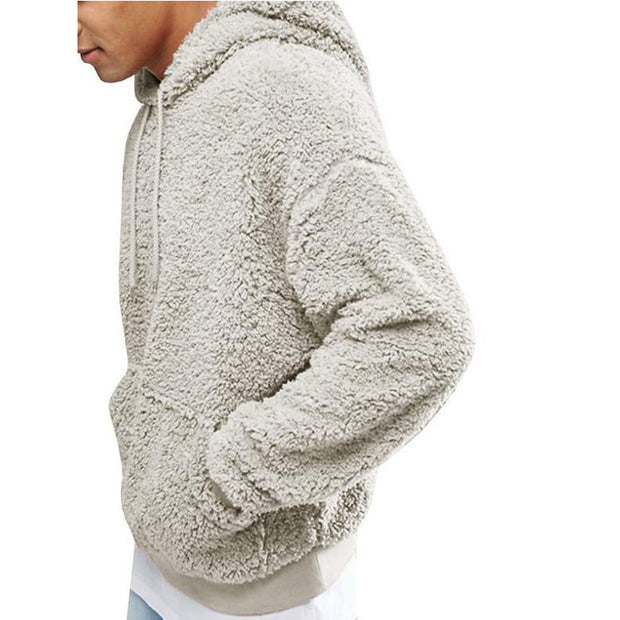 2020 autumn and winter plush plush hooded men's sweater jacket