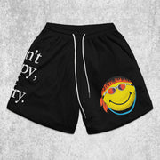 Smiley Graphic Mesh Shorts