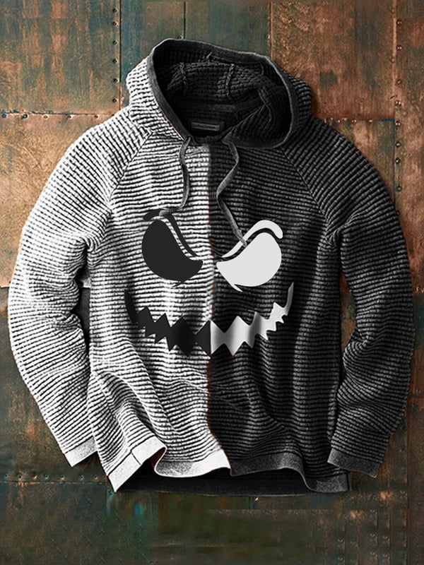 Men's Winter Halloween Contrast Hooded Drawstring Sweatshirt