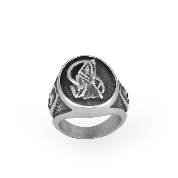 Personality domineering death sickle men's titanium steel ring punk men's stainless steel ring