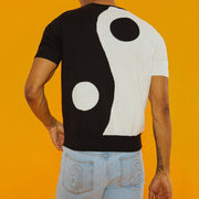 Colorblock yin and yang print knitted men's top