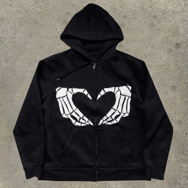 Fashion love print zip hoodie jacket