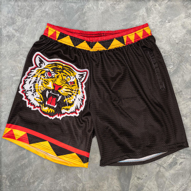 Casual tiger print track shorts