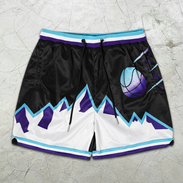 Basketball Snow Mountain Graphic Print Elastic Shorts