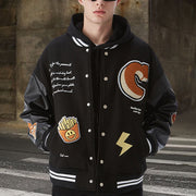 Casual retro french fries rugby baseball jacket