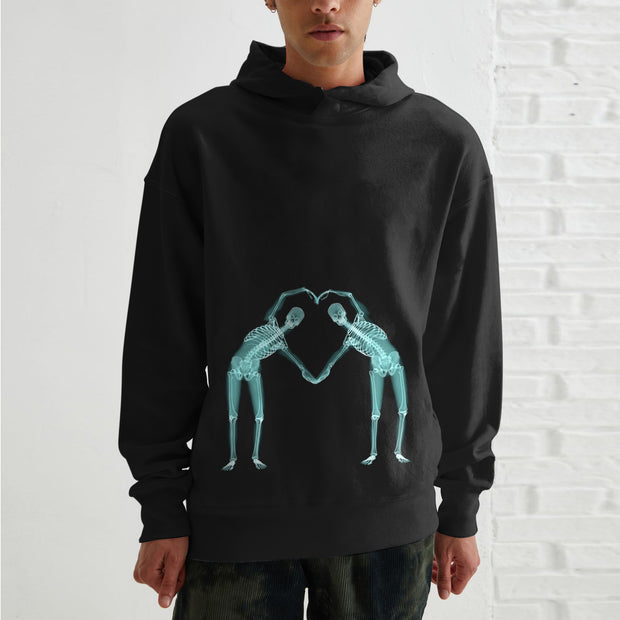Personalized street style basic skull love print hoodie men