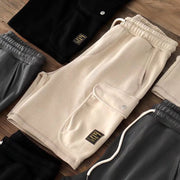 Simple contrast color stitching loose straight drape five-point sweatpants