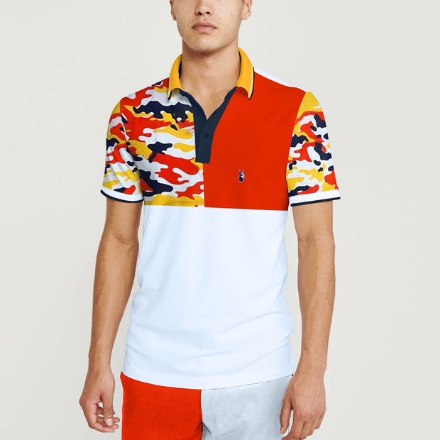 Fashion personality color matching printed polo short-sleeved shorts sports suit