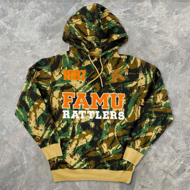 Retro college camouflage hoodie