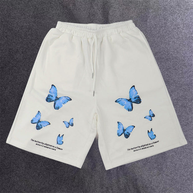 Personalized casual butterfly print sports shorts