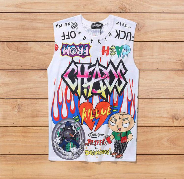 Trendy brand hip-hop graffiti printed sports vest