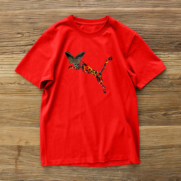 Zebra Butterfly Print Fashion Short Sleeve T-shirt