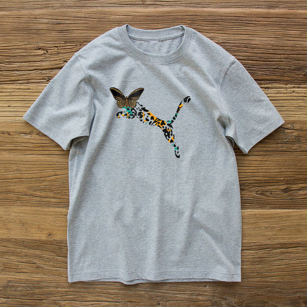 Zebra Butterfly Print Fashion Short Sleeve T-shirt