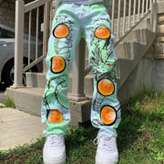 Street style dragon ball print casual jeans