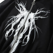 Casual fashion street zipper loose long sleeve hoodie